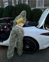 Camouflage Crop Hoodie And Track Pants Set